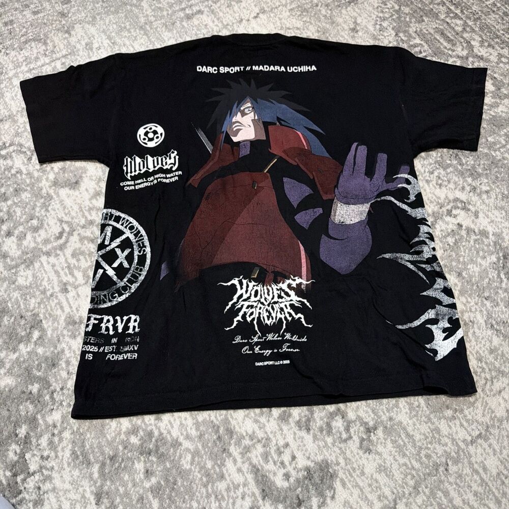 Darc Sport x Naruto Madara Uchiha Wolves Forever Tee Black Small S